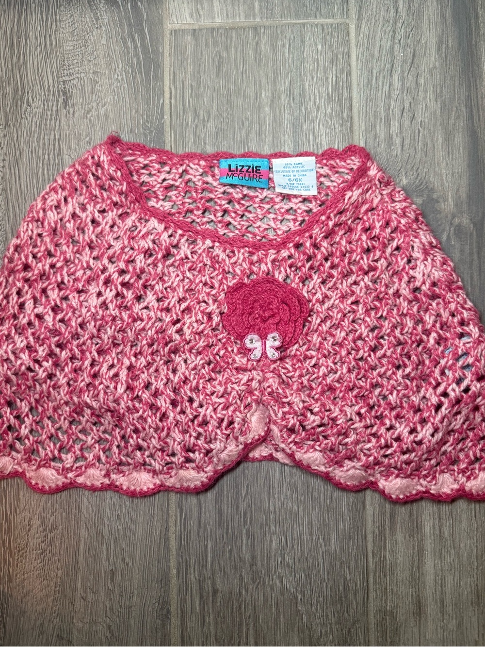 Lizzie McGuire Girls Crochet Shawl Size 6/6X
